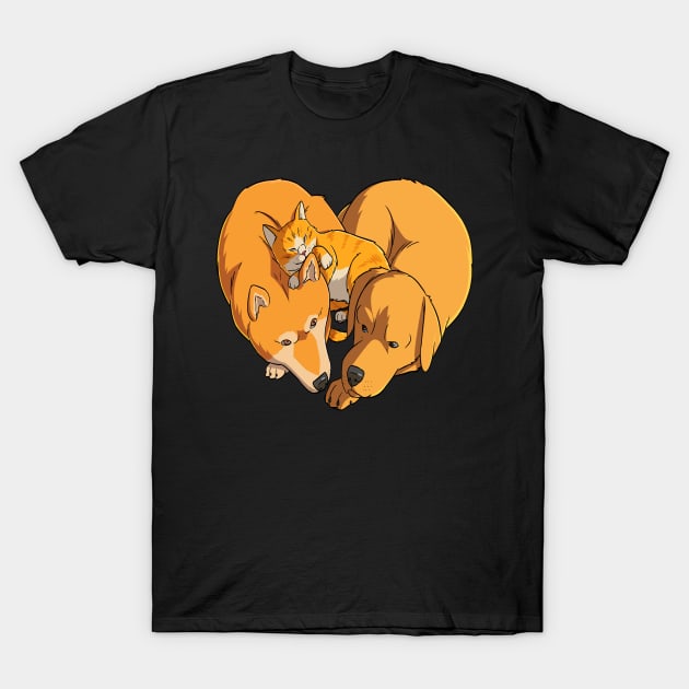 I Love Dogs and Cats Heart T-Shirt by Noseking